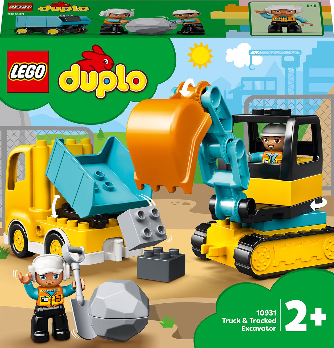 lego duplo, truck, excavator, constructie, figuren