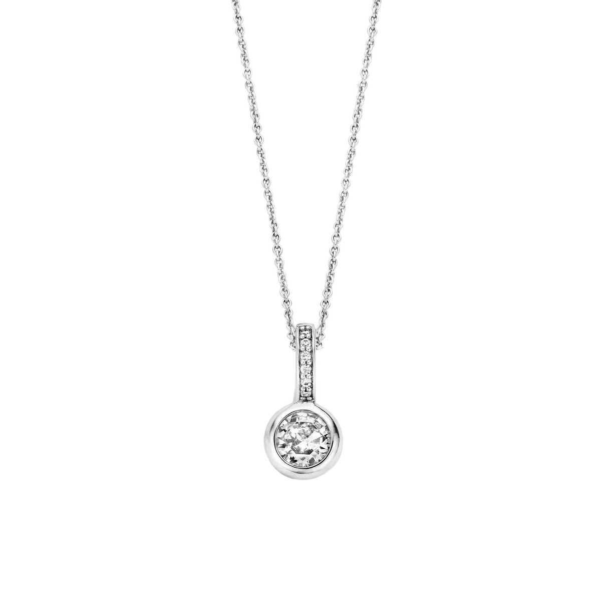 keuzehanger, diamant, zilveren ketting, hanger, ketting met edelsteen