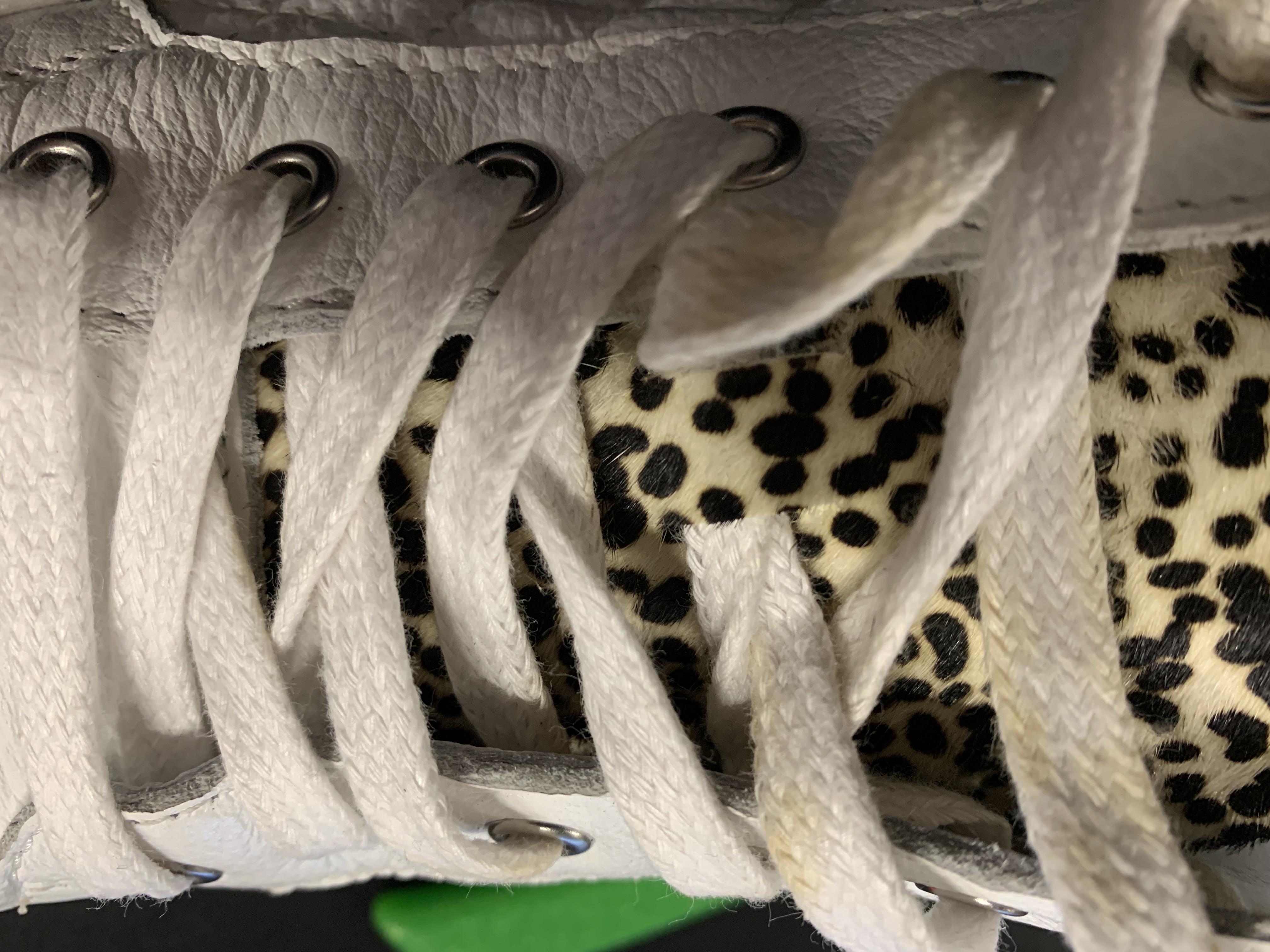 PS Poelman Esquimo Dames Quilted Leren Tennis Sneakers  - mt 38 - met Leopard Print - Wit