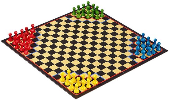 schaakbord, schaakspel, vierkleurig stukjes, bordspel, mogelijke bordzetten