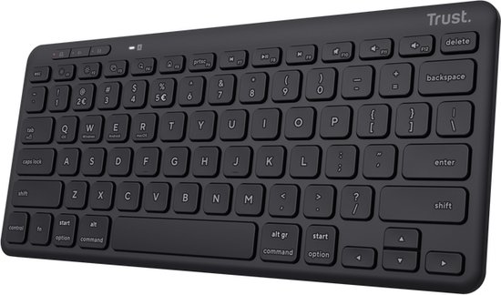 Trust Lyra - Draadloos Toetsenbord - Multi connect - Oplaadbaar - Azerty BE - Zwart