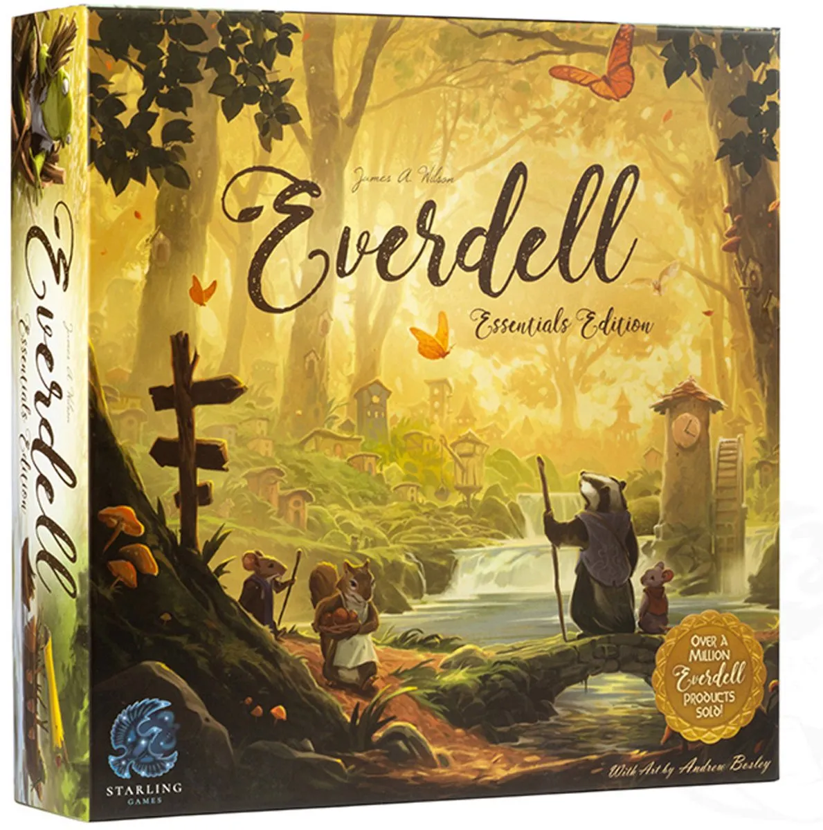 bordspel, Everdell Essentials Edition, bos, kunstwerk, onderdelen
