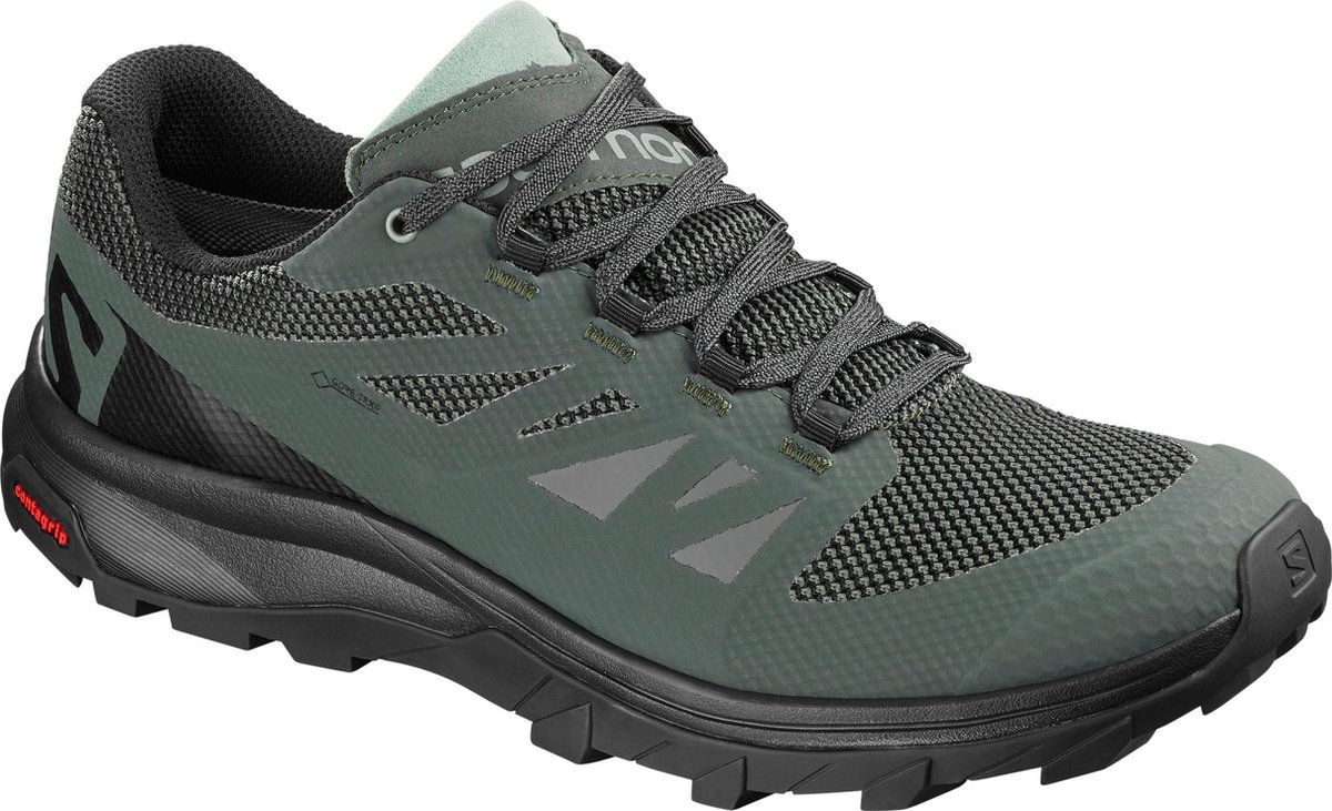 hardloopschoen, gore-tex, grijsgroen, meshvoering, trailbuitenactiviteit