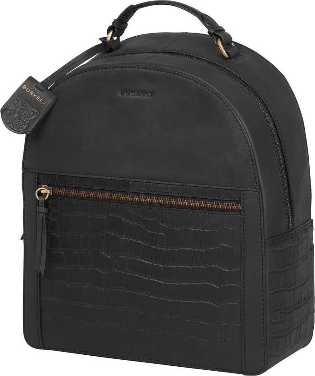 BURKELY CROCO CASSY BACKPACK Dames Leren Rugzak - Zwart