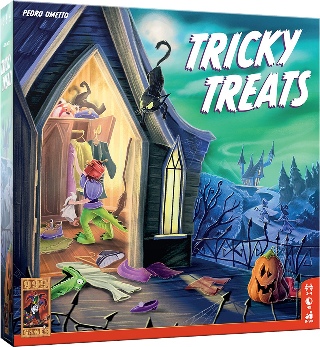 spookhuis, trick or treat,  Halloween, kaartspel, jack-o'-lantern