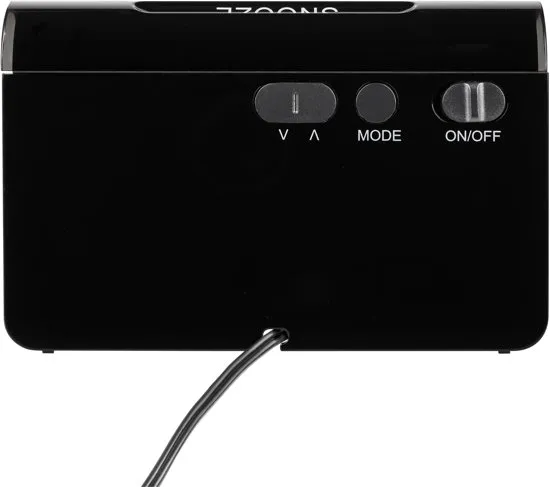 TFA Zendergestuurde Design Led Wekker - Alarm Met Snoozefunctie - Zwart - Wit