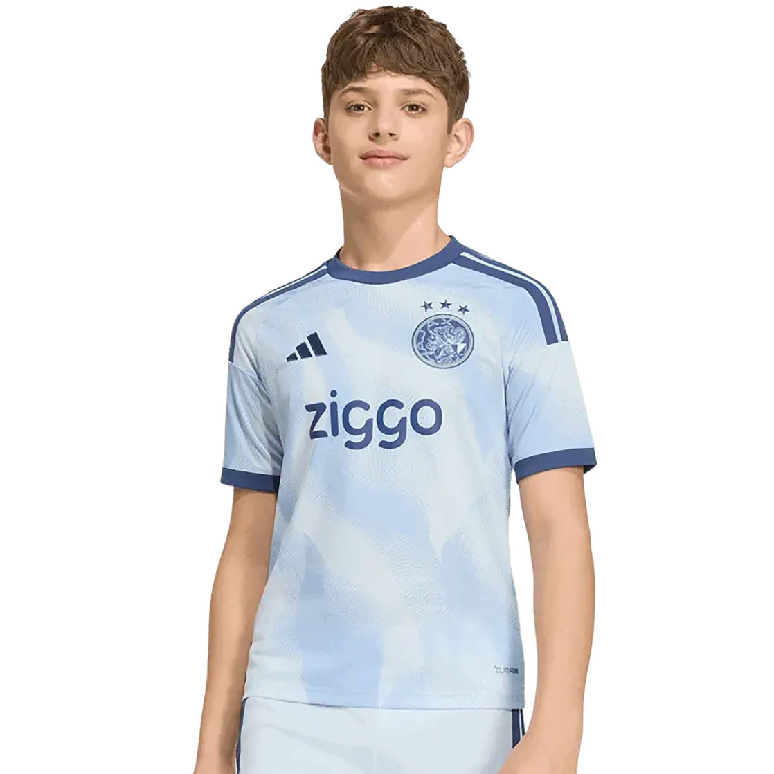 voetbalshirt, lichtblauw, korte mouwen, zignogo, adidas