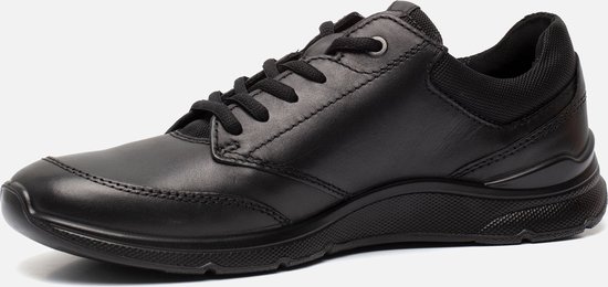 sneaker, zwart, leer, veters, sportief