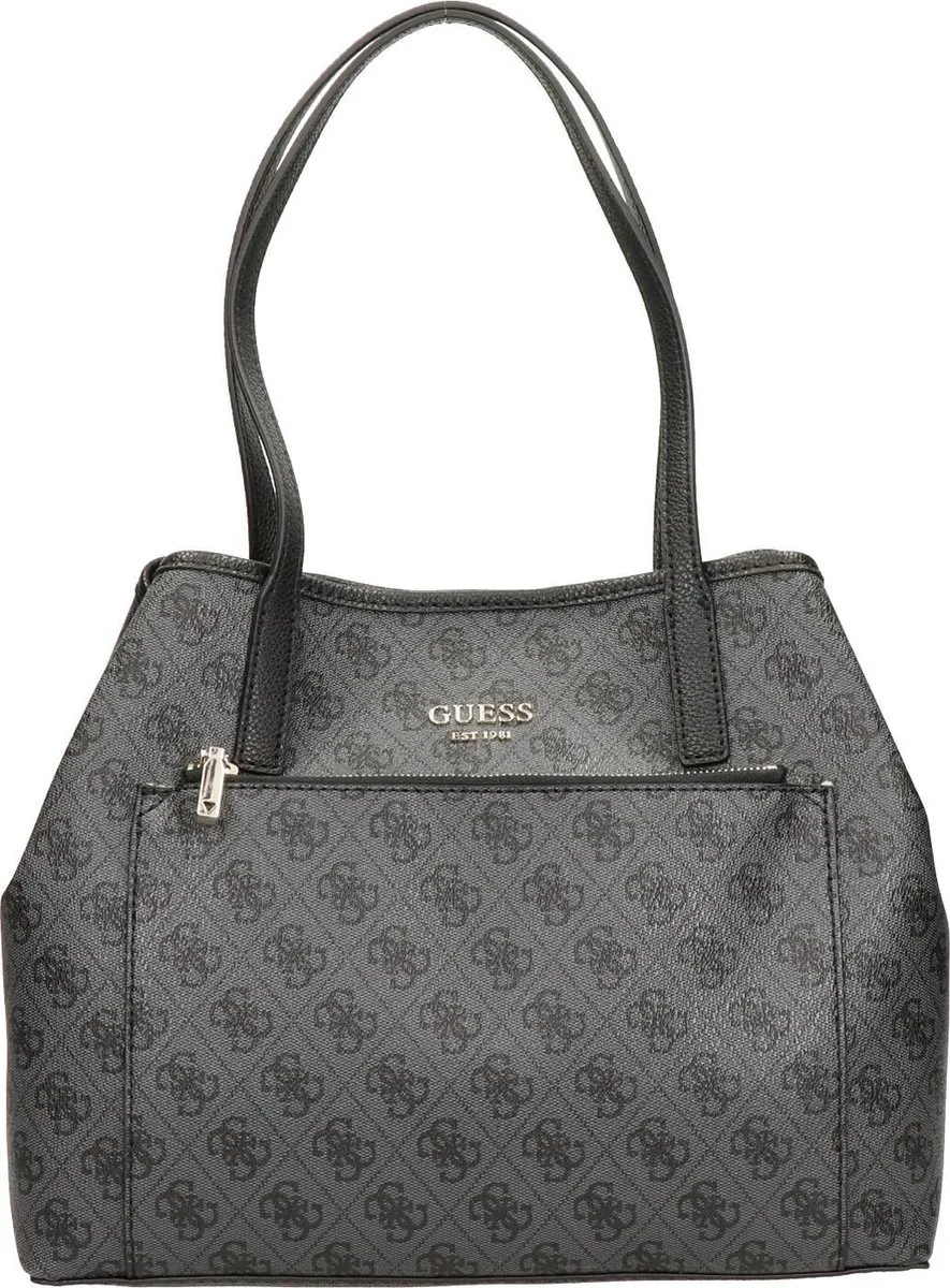 handtas, tote, guessed, monogram, grijs