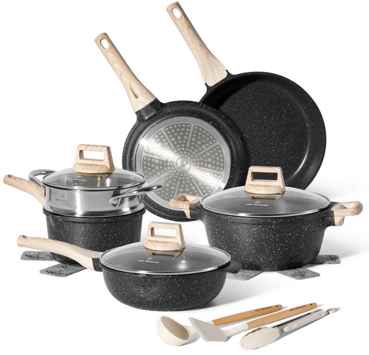 pan, koekenpan, antiaanbaklaag, nonstick, set