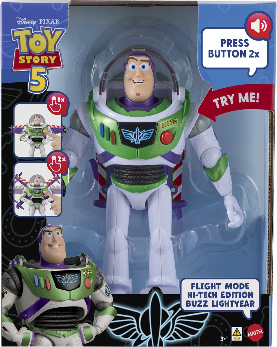 Disney en Pixar Toy Story vliegstand Hi-Tech Editie - Buzz Lightyear op een schaal van 30 cm en 35+ geluiden - Nederlands