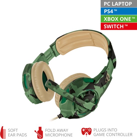 Trust GXT 310 Radius - On-ear Gaming Headset (PC + PS4 + Xbox One) - Jungle Camouflage