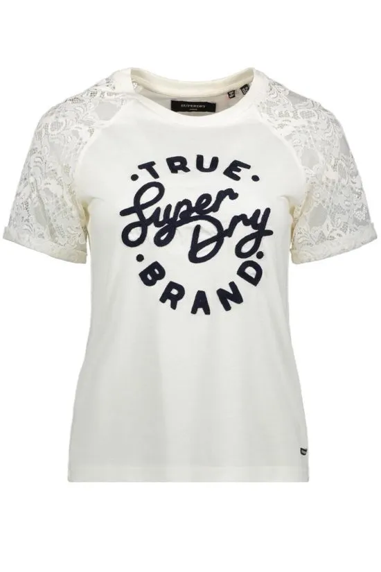 Superdry Summer Lace Raglan Dames T-shirt - Maat S