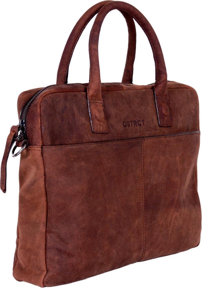 DSTRCT Wall Street Leren Laptoptas - 15,4 inch - Bruin