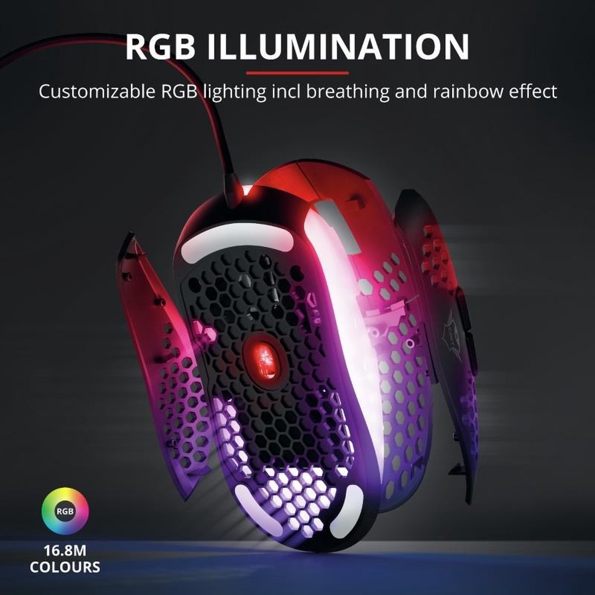 Trust GXT 960 Graphin - Ultra Lichte Gaming Muis - RGB Verlichting