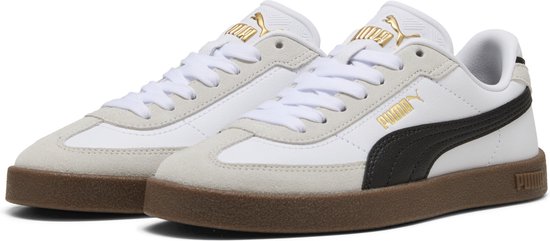 sneakers, wit, leder, gum-zool, puma-streep