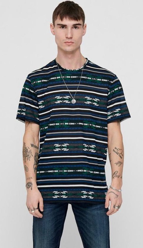 Only & Sons Ketu Heren T-shirt - M -  Blauw