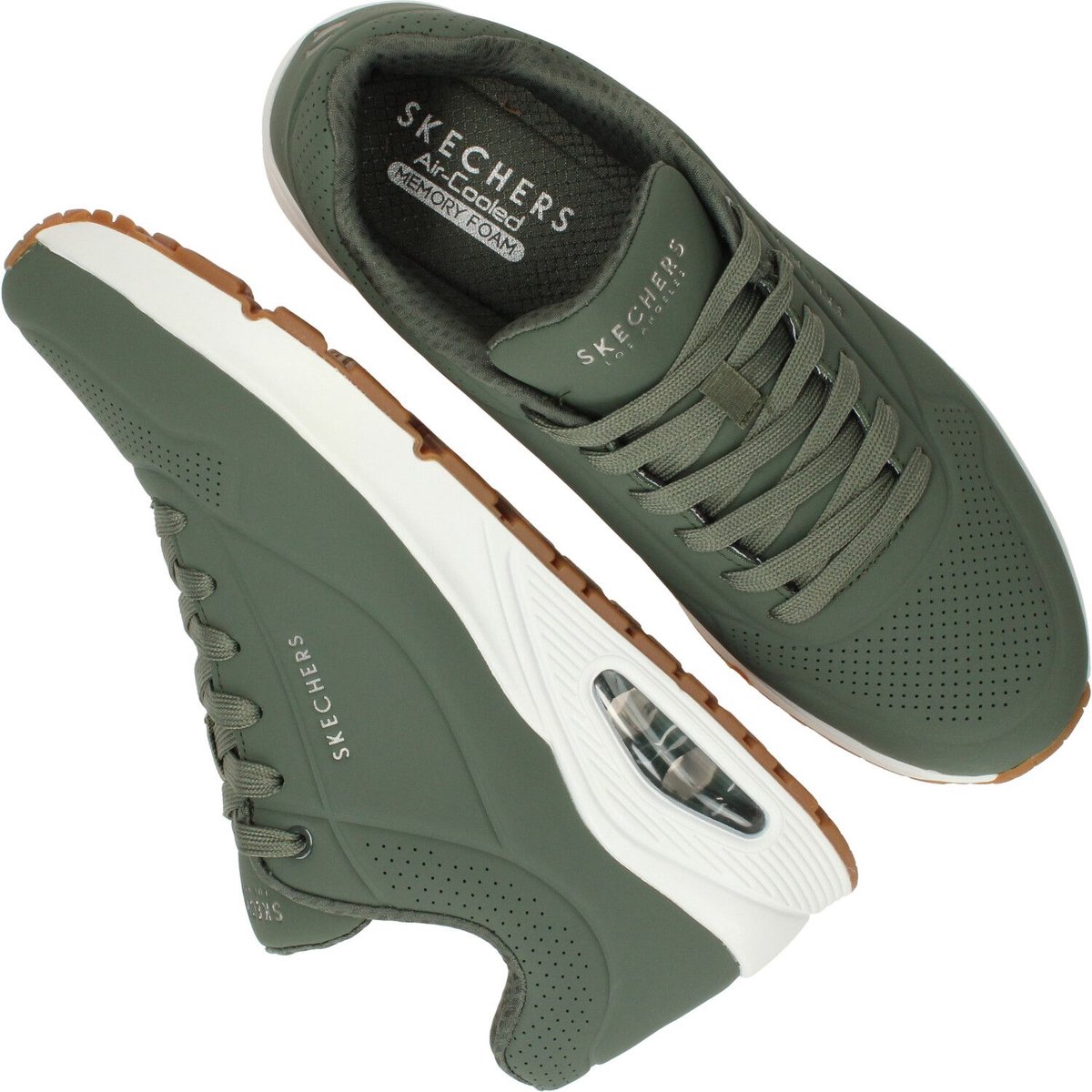 Skechers - maat 42 - Uno Stand On Air Heren Sneakers - Olijfgroen