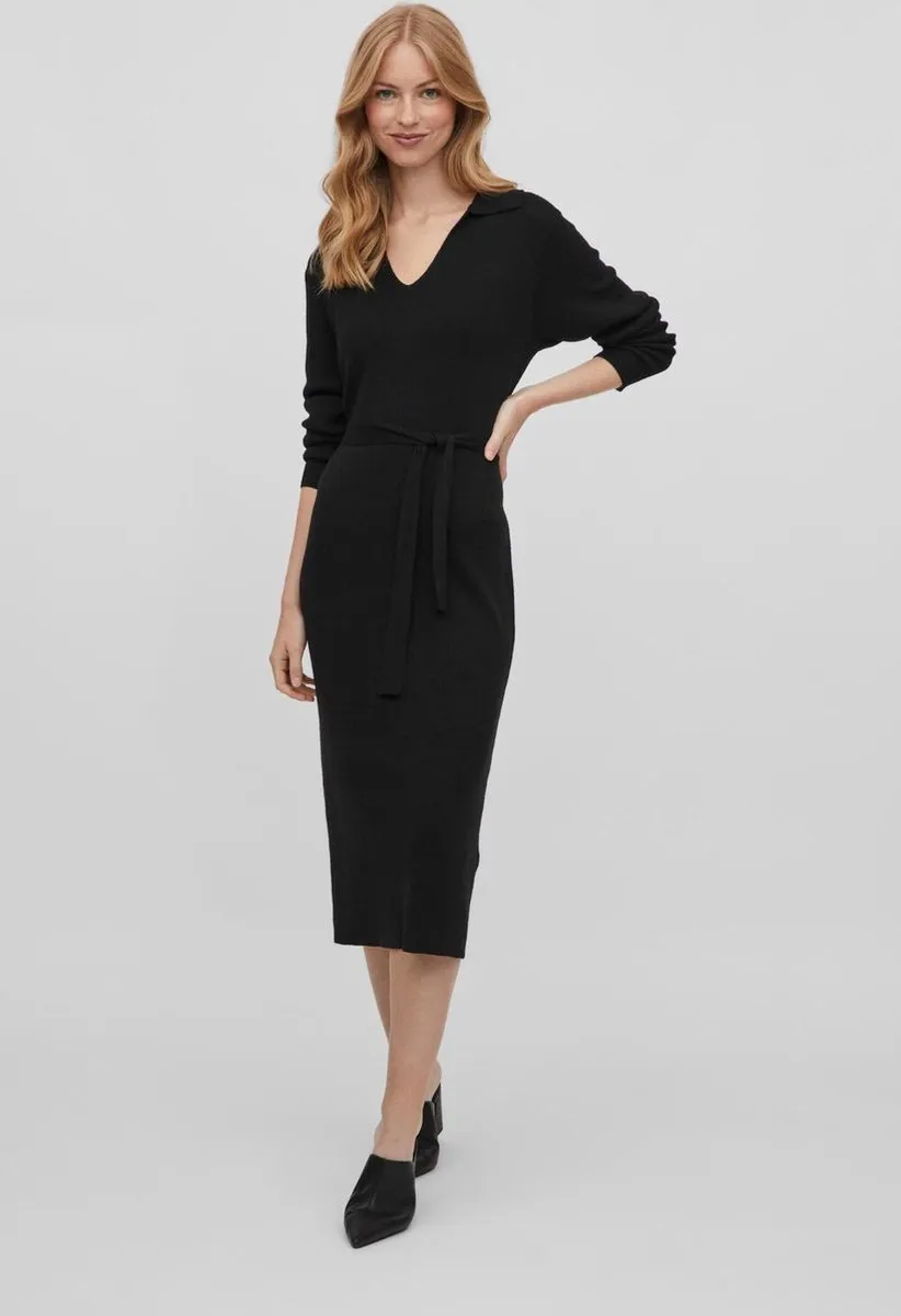VILA - Maat L - VIMARLA COLLAR L/S KNIT DRESS Dames Jurk