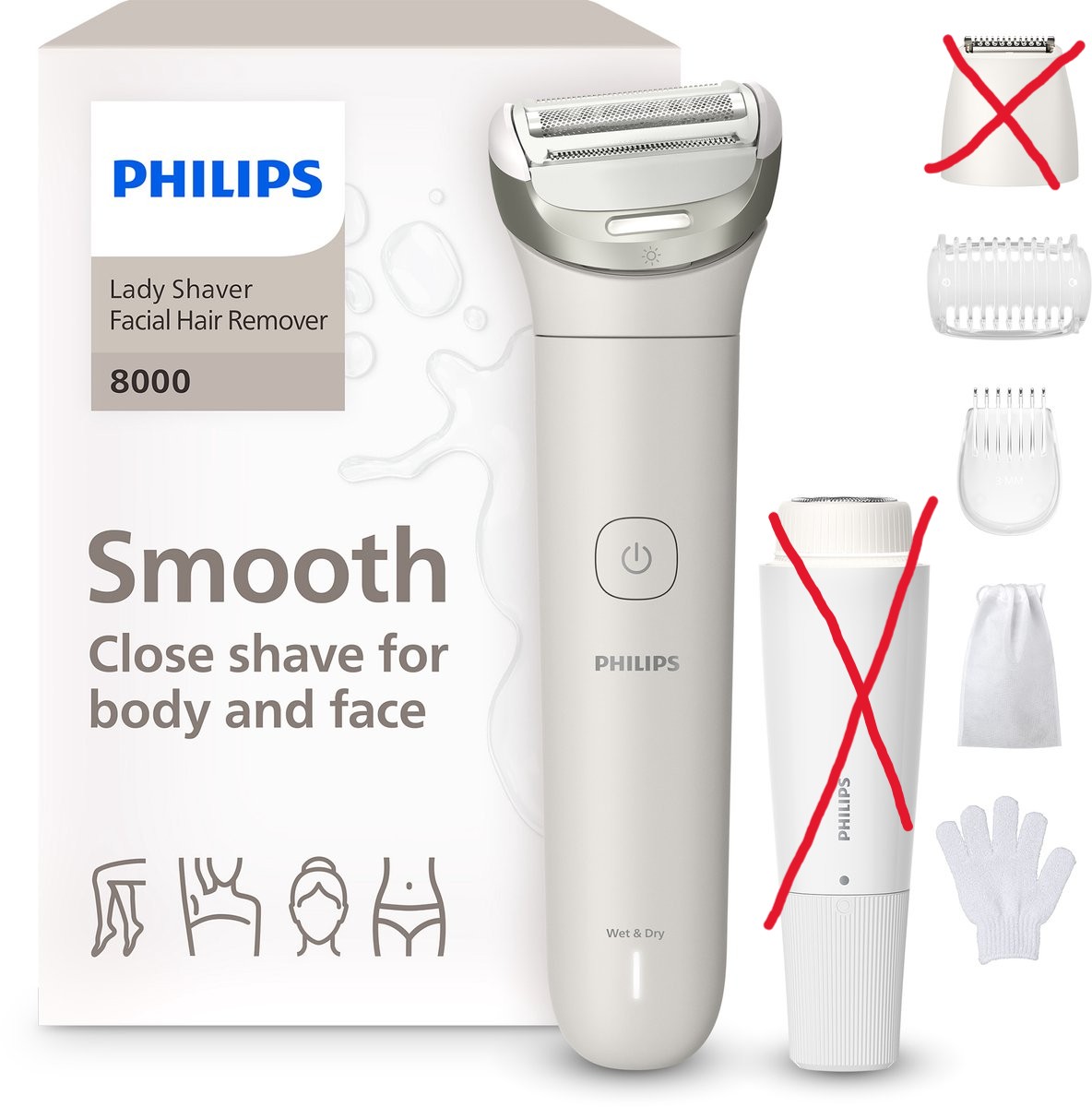 scheerapparaat, elektrisch, set accessoires, vrouwelijk, haarverwijdering