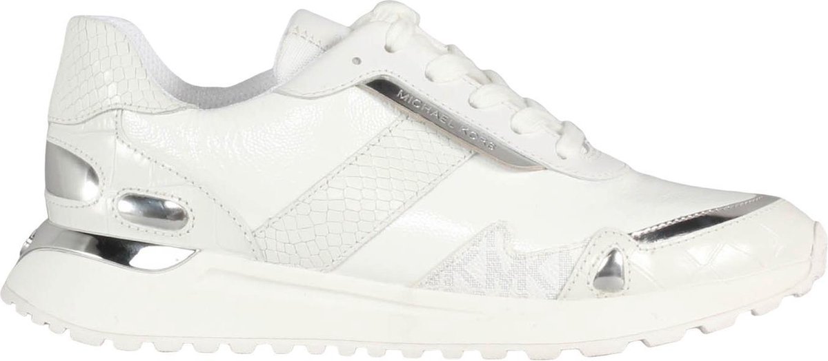 witte schoen, sneaker, damesschoenen, synthetisch leer, metallic details