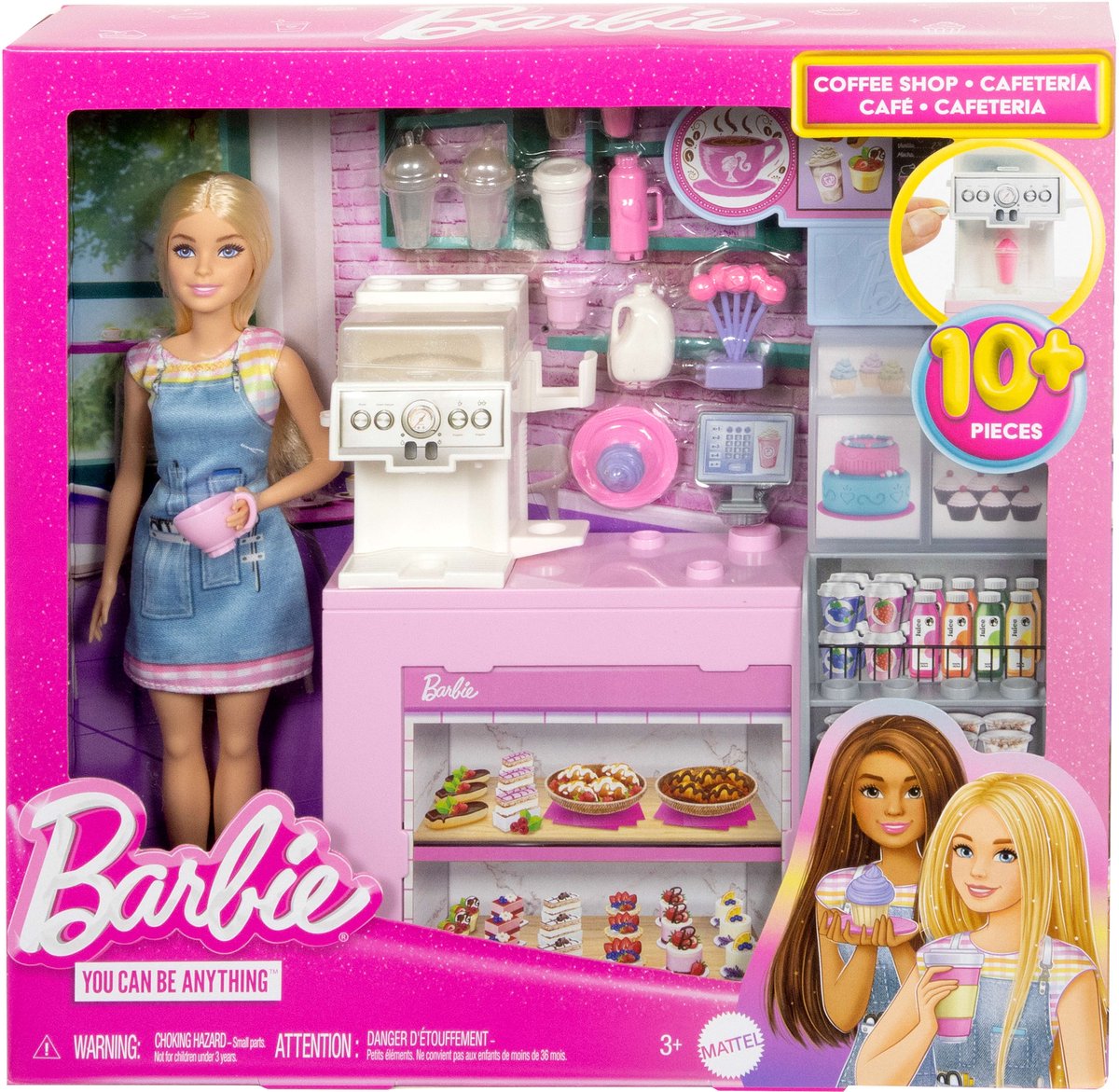 barbie, keuken, vrieskast, koffiezetapparaat, roze