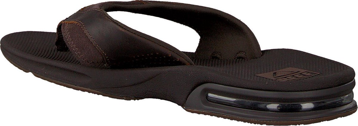 Reef Leather Fanning - Maat 37.5 - Heren Slippers - Dark Brown