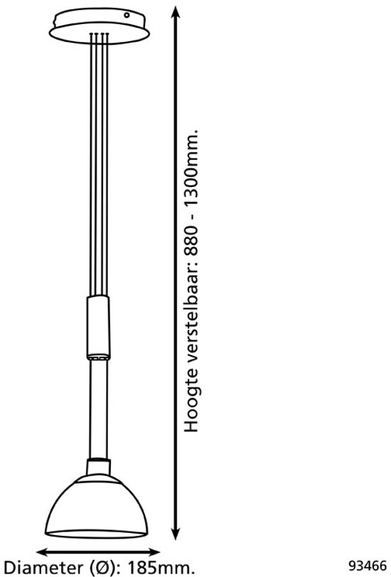 EGLO Montefio - Hanglamp - 1 Lichts - 185mm. - Nikkel-Mat - Alabaster Glas - Wit
