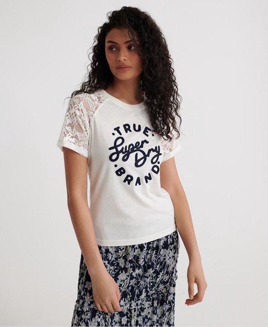 Superdry Summer Lace Raglan Dames T-shirt - Maat XS