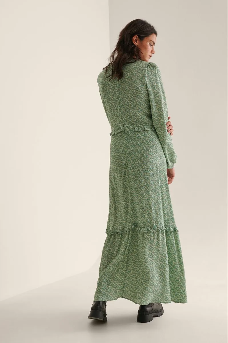 na-kd - maat 38- Maxi-jurk met ballonmouwen en ruches