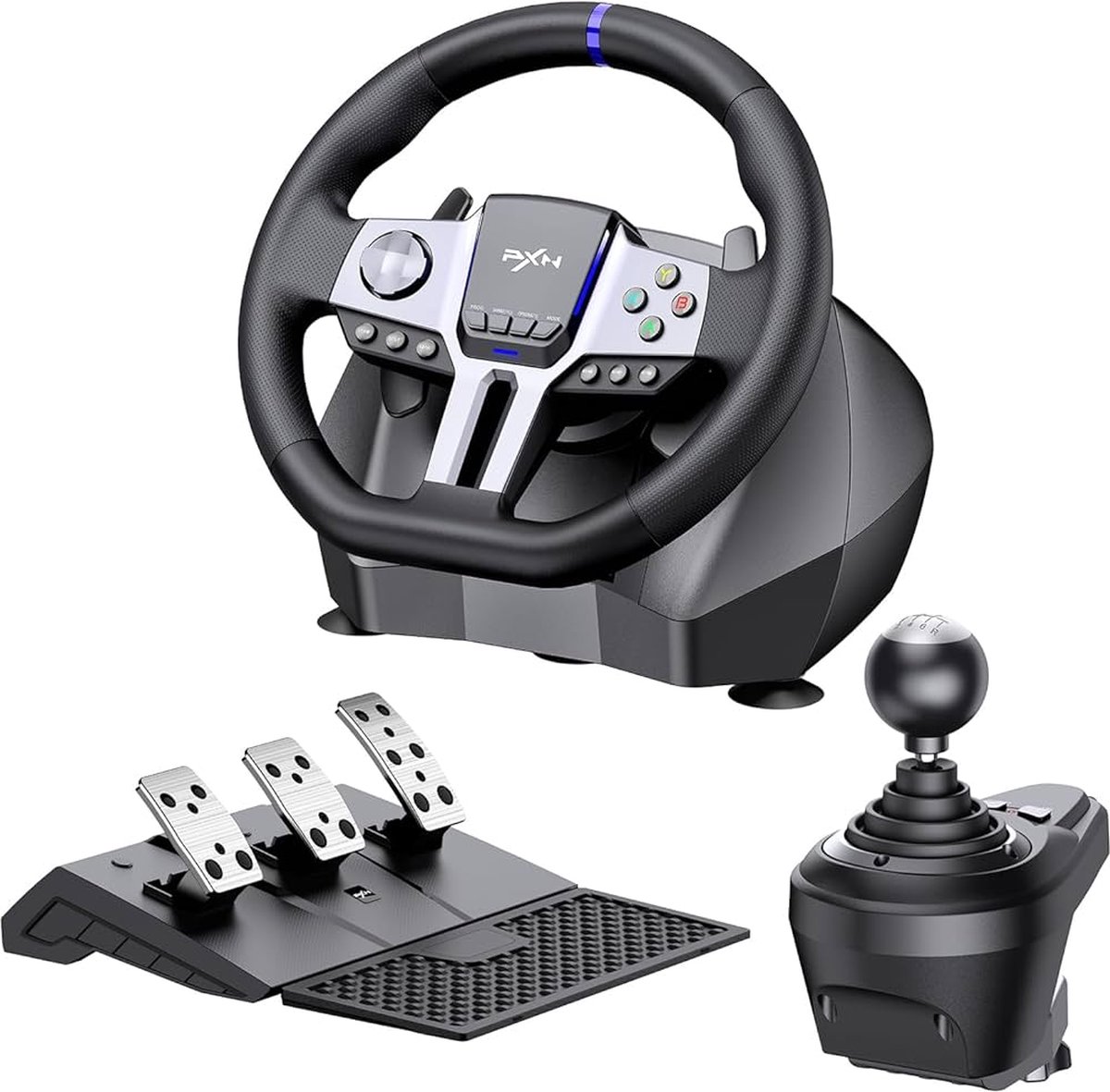 PXN - V9 Gen 2 - Race Stuur - Met Pedalen en Shifter - 270/900°- Game Stuur - Geschikt voor PS4 - Xbox One - PC - Xbox Series X|S - PS3 - Met App