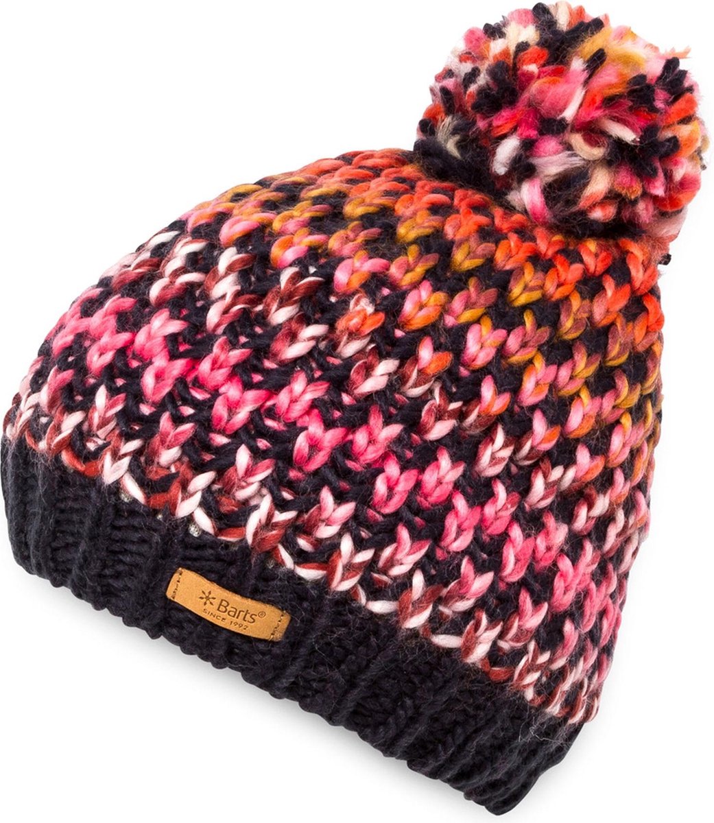 muts, gebreid,  multicolor, pompon, keeps