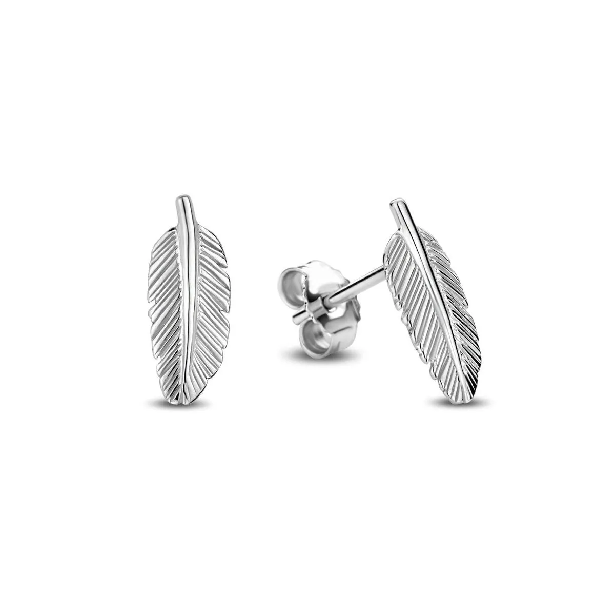 Glams - Oorknoppen Veer - Zilver - 12 mm