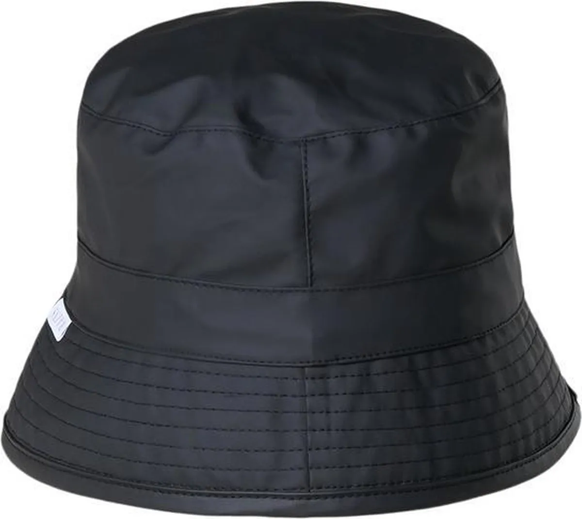 bucket hat, black, water-resistant, stitching, mid-crown