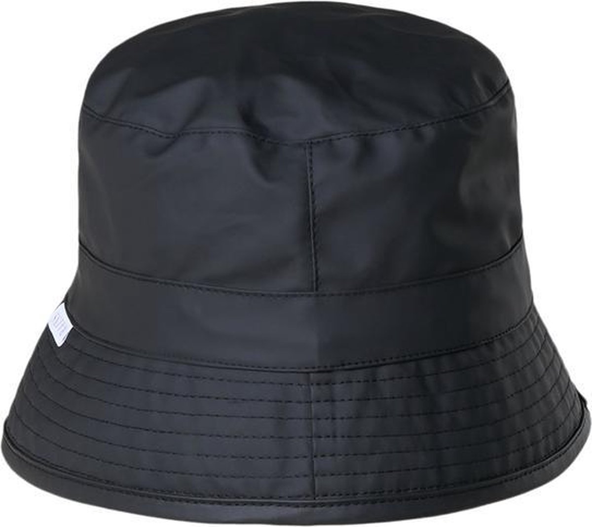 bucket hat, black, water-resistant, stitching, mid-crown