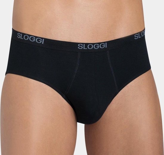 Sloggi - XL - Men Basic Midi Heren Slip Met Brede Taille Band Zwart
