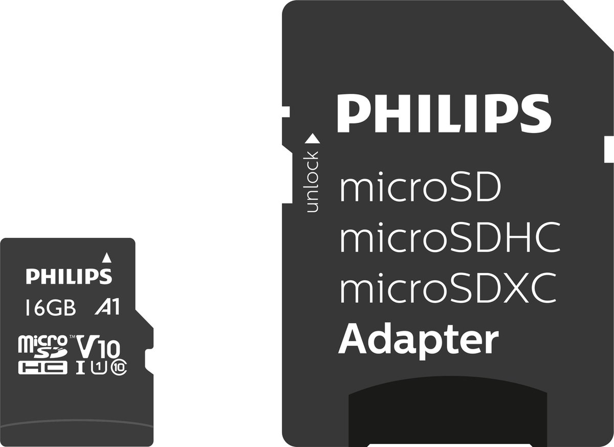 microSD, SDXC, adapter, Philips, kaartslot