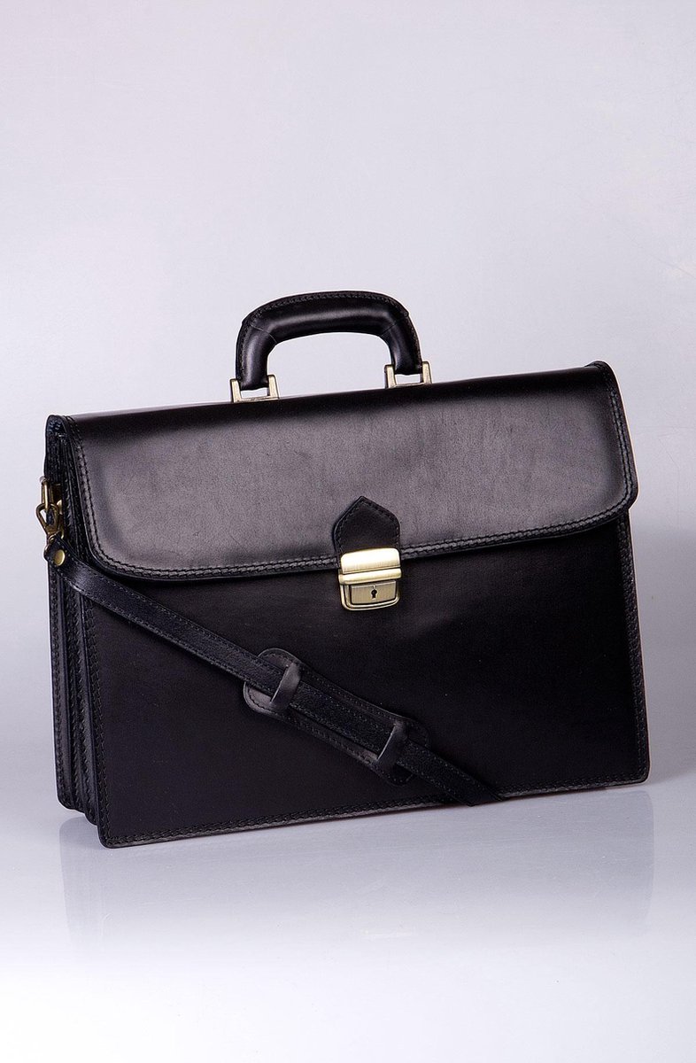 Aktetas leer - zwart