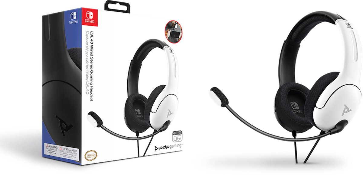 PDP Gaming LVL40 Nintendo Switch Stereo Gaming Headset - Zwart Wit
