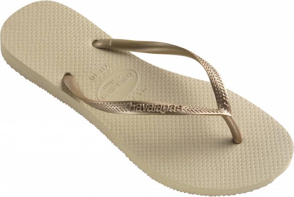 Havaianas - Maat 35/36 - Slim Dames Slippers - Sand Grey/Light Golden