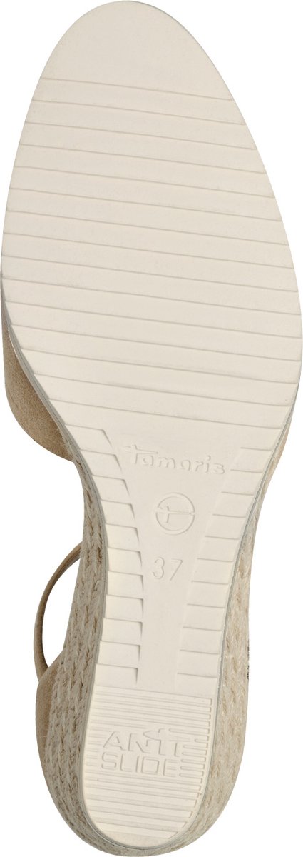 wedge, hiel, sandalen, beige, zool