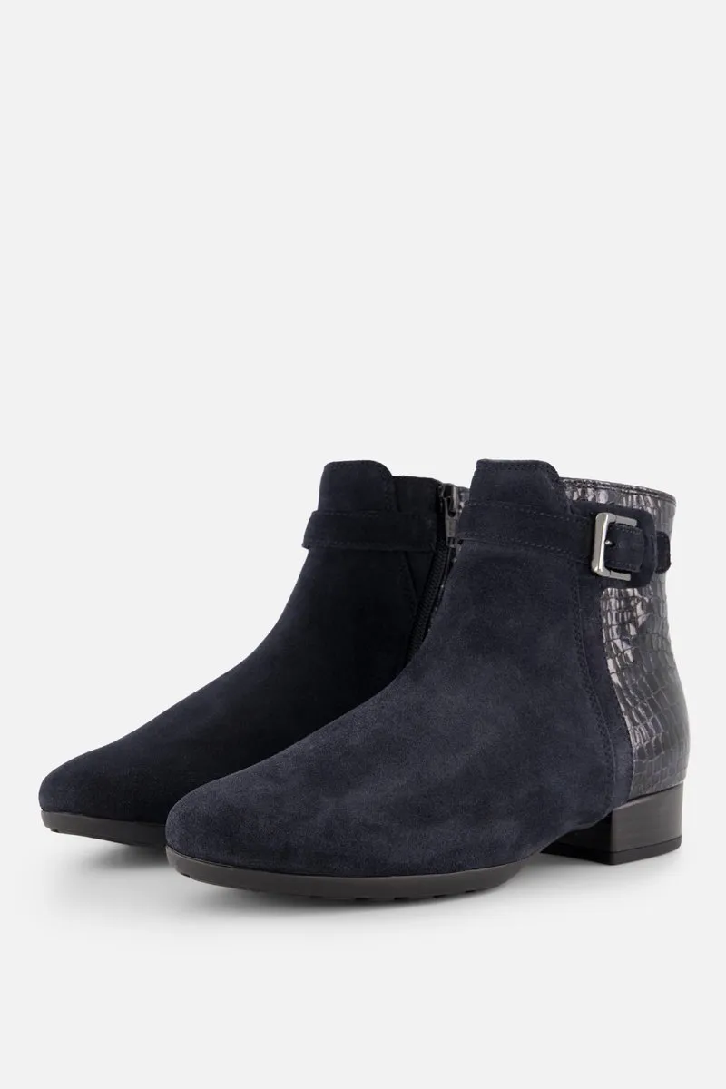 boots, ankle boot, suede, zip, buckle detail