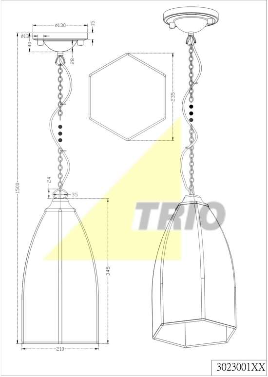 Trio IRENE - Hanglamp - E14 fitting, 40W max - Oud brons