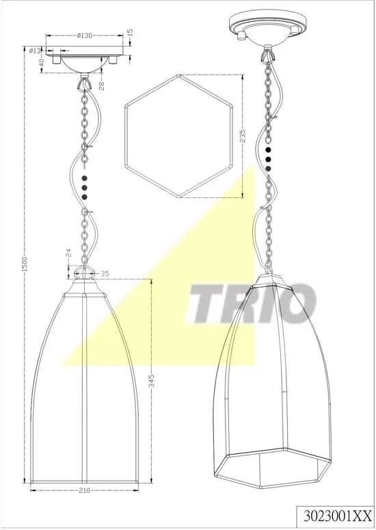 Trio IRENE - Hanglamp - E14 fitting, 40W max - Oud brons