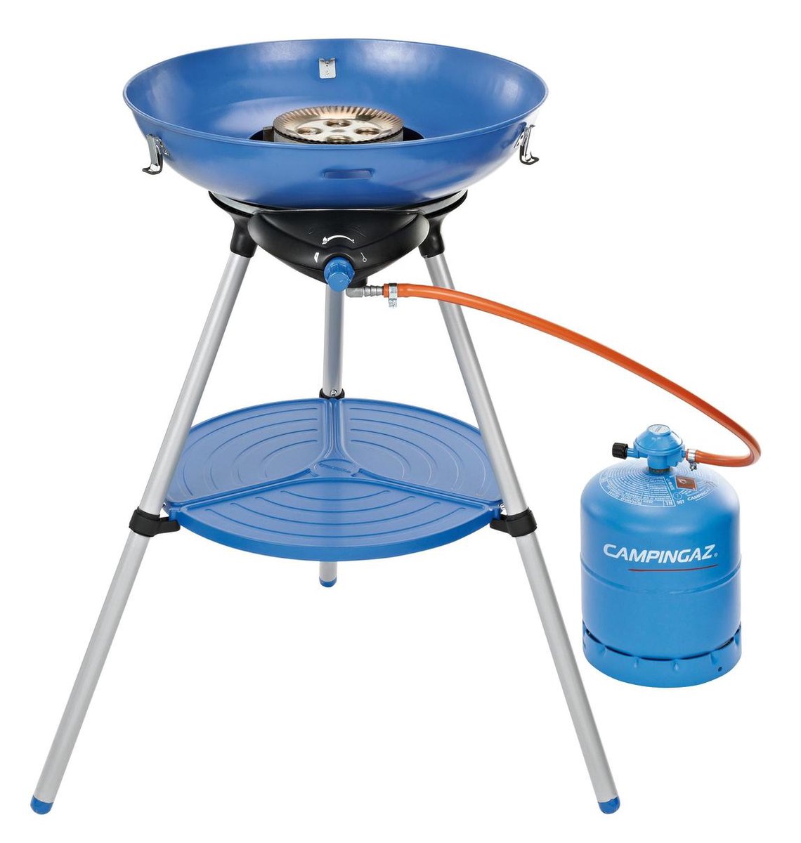 camping barbecue, gas grill, gas cylinder, blue grill, portable stand