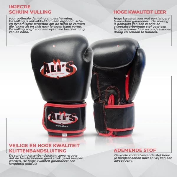 Fightgear - BG TR - Bokshandschoenen - Zwart - Maat M/L - 14 Oz - bokshandschoenen kinderen - boksha