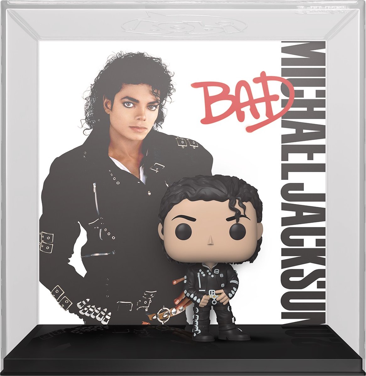 pop figure, figurine, black outfit, leather jacket, bobble?