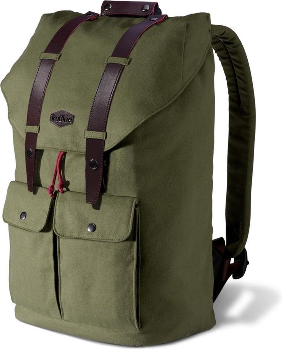 rugzak, canvas, groen, rits, zakken