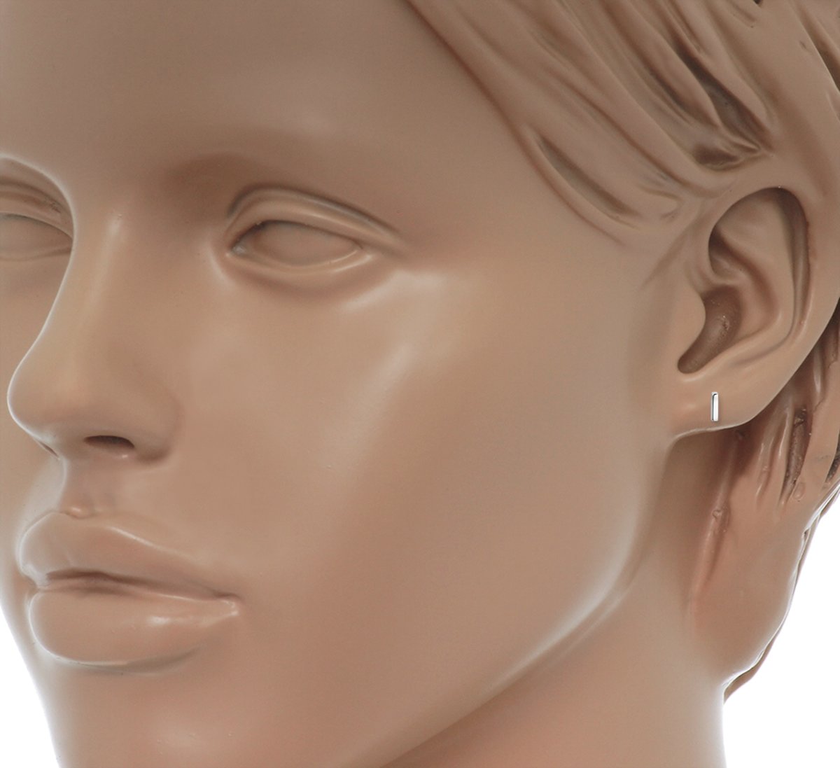 The Fashion Jewelry Collection Oorknoppen Balkje - Zilver Gerhodineerd