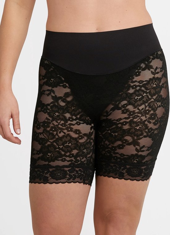 shapewear, lace, shorts, black, high-waist